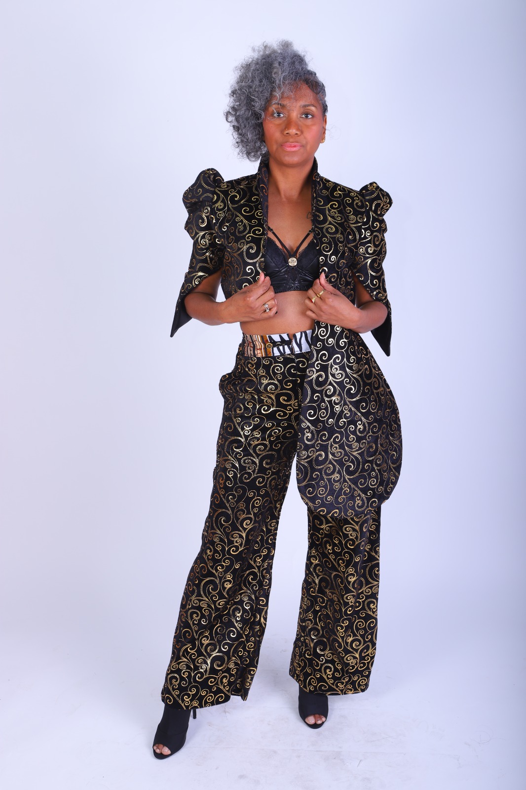 Noir & Or — Puff Sleeve Power Suit